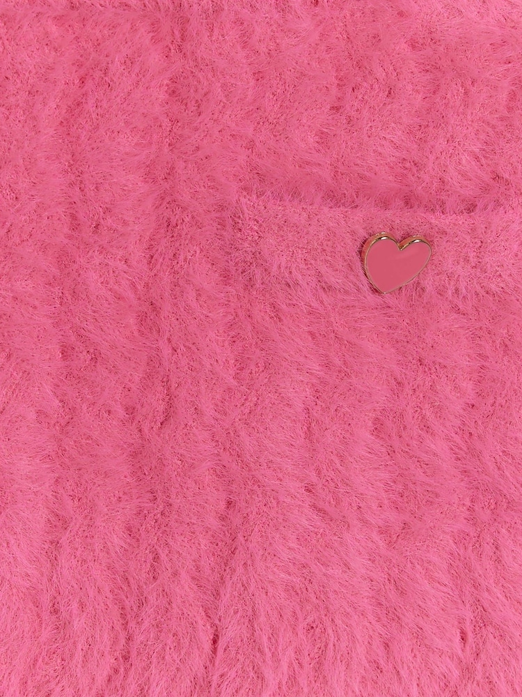 River Island Pink Girls 100% Cotton Fluff Cardigan And Skirt Set - Image 4 of 4