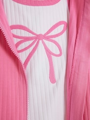 River Island Pink Pink Girls 100% Cotton Funnel Zip Up 3 Piece Set - Image 3 of 5