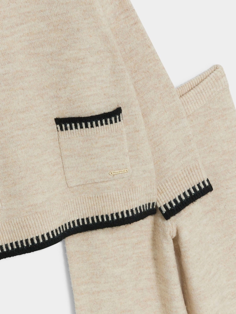 River Island Beige Girls 100% Cotton Whipstitch Sweatshirt And Joggers Set - Image 5 of 5