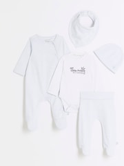 River Island Blue Baby Boys Newborn 100% Cotton Sleepsuit Set 5 Pack - Image 1 of 4
