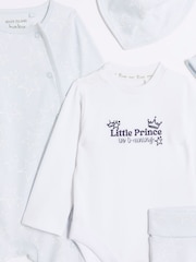 River Island Blue Baby Boys Newborn 100% Cotton Sleepsuit Set 5 Pack - Image 3 of 4