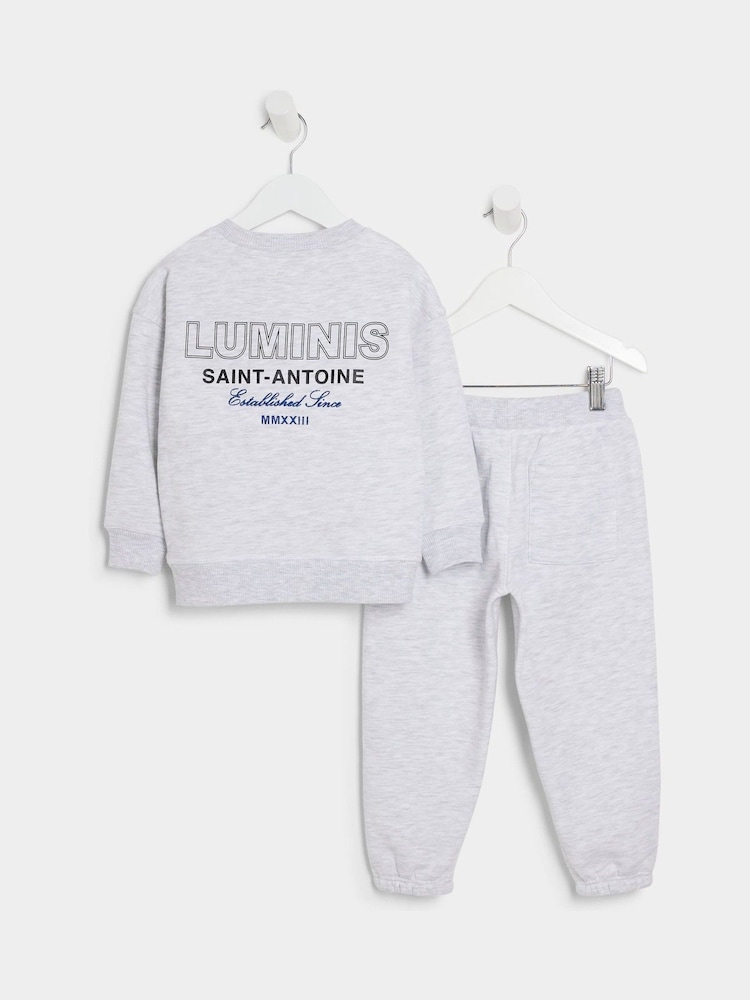 River Island Grey Boys Luminis Crew And Joggers Set - Image 1 of 5