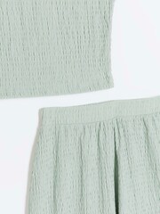 River Island Green Girls Textured 100% Cotton Top And Trousers Set - Image 3 of 5