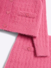 River Island Pink Girls 100% Cotton Fluff Cardigan And Skirt Set - Image 4 of 5