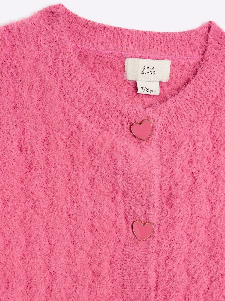 River Island Pink Girls 100% Cotton Fluff Cardigan And Skirt Set - Image 5 of 5
