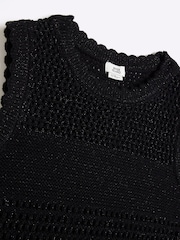 River Island Black Girls Crochet 100% Cotton Top And Trousers Set - Image 4 of 5