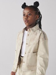 River Island Stone Girls Embroidered 100% Cotton Shacket Set 3 Piece - Image 2 of 3
