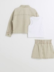 River Island Stone Girls Embroidered 100% Cotton Shacket Set 3 Piece - Image 3 of 3
