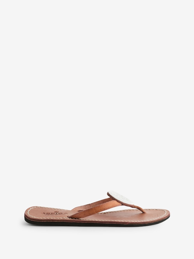Aspiga White Disc Leather Sandals - Image 1 of 4