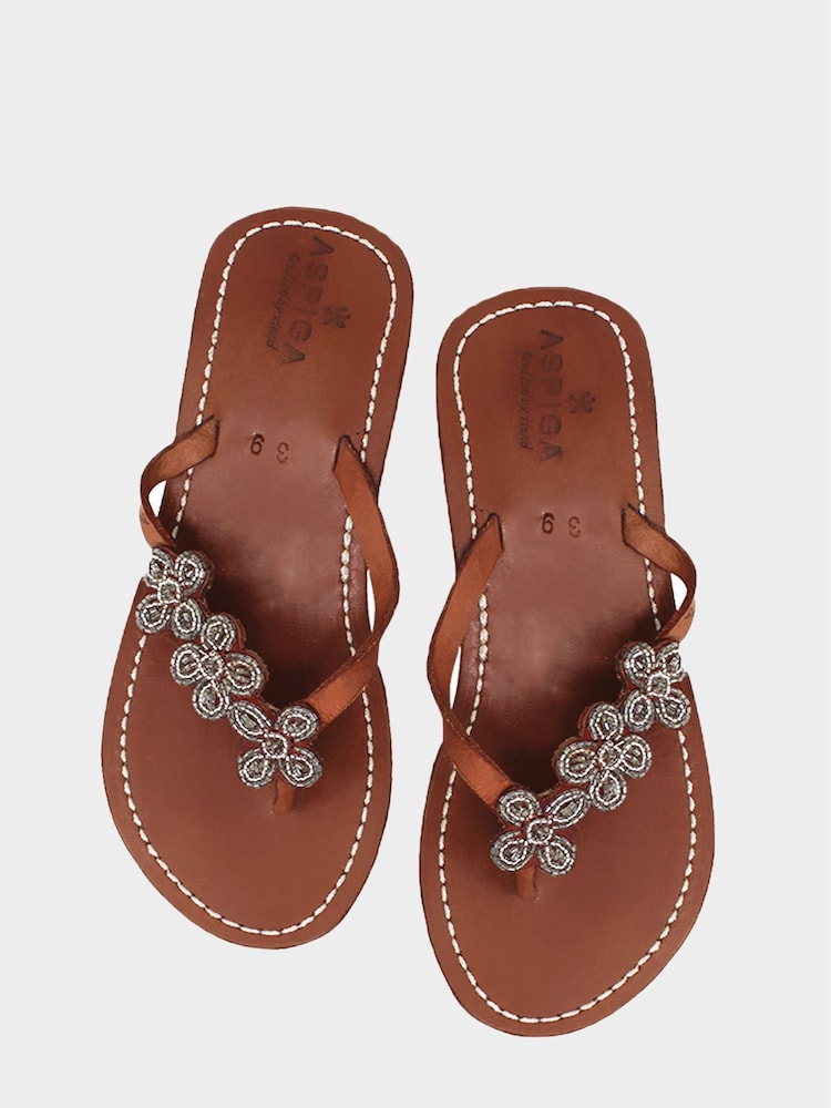 Aspiga Silver Tatu Heel Leather Sandals - Image 2 of 4