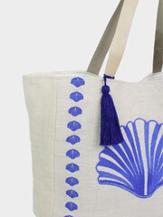 Aspiga Blue Embroidered Jute Bag - Image 2 of 2