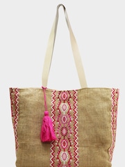 Aspiga Pink Embroidered Jute Bag - Image 3 of 3