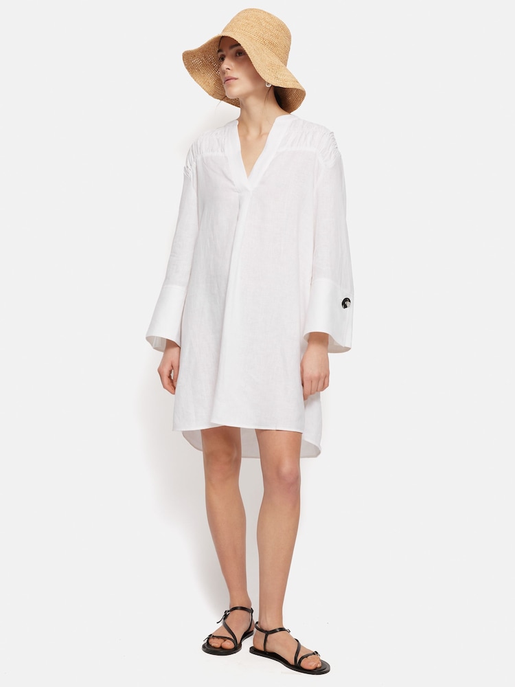 Weiß - Jigsaw 100% Leinen Kaftan Kleid - Bild 1 von 6