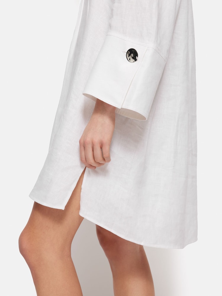 Jigsaw White 100% Linen Kaftan Dress - Image 2 of 6 Jigsaw White 100% Linen Kaftan Dress - Image 2 of 6