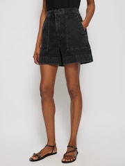 Jigsaw Black 100% Cotton Denim Patch Pocket Shorts - Image 1 of 6