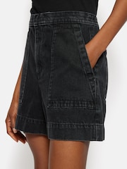 Jigsaw Black 100% Cotton Denim Patch Pocket Shorts - Image 2 of 6
