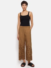 Jigsaw Cream/Gold Broderie 100% Cotton Trousers - Image 3 of 6