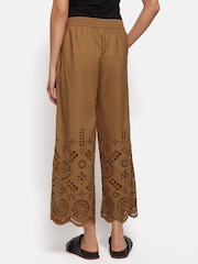 Jigsaw Cream/Gold Broderie 100% Cotton Trousers - Image 5 of 6