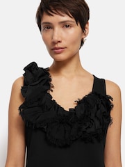 Jigsaw Black Ruffle Trim Jersey Dress - Image 2 of 6