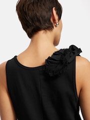 Jigsaw Black Ruffle Trim Jersey Dress - Image 4 of 6