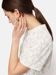 Jigsaw White 100% Cotton Printed Sheer Top - Image 2 of 7