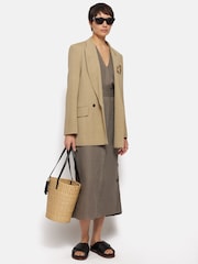 Jigsaw Brown Linen Button Detail Dress - Image 3 of 6