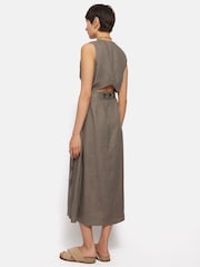 Jigsaw Brown Linen Button Detail Dress - Image 5 of 6