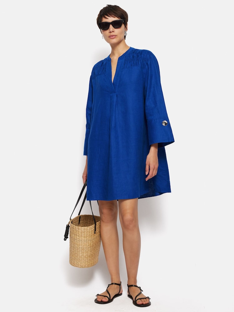 Jigsaw Blue 100% Linen Kaftan Dress - Image 1 of 6 Jigsaw Blue 100% Linen Kaftan Dress - Image 1 of 6