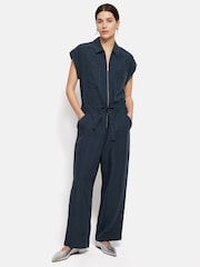 Jigsaw Blue Denim Zip Front 100% Cotton Jumpsuit - Image 1 of 6