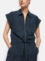 Jigsaw Blue Denim Zip Front 100% Cotton Jumpsuit - Image 2 of 6