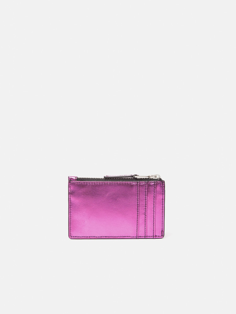 Jigsaw Pink Metallic Zip Top Card Holder - Image 2 of 4 Jigsaw Pink Metallic Zip Top Card Holder - Image 2 of 4