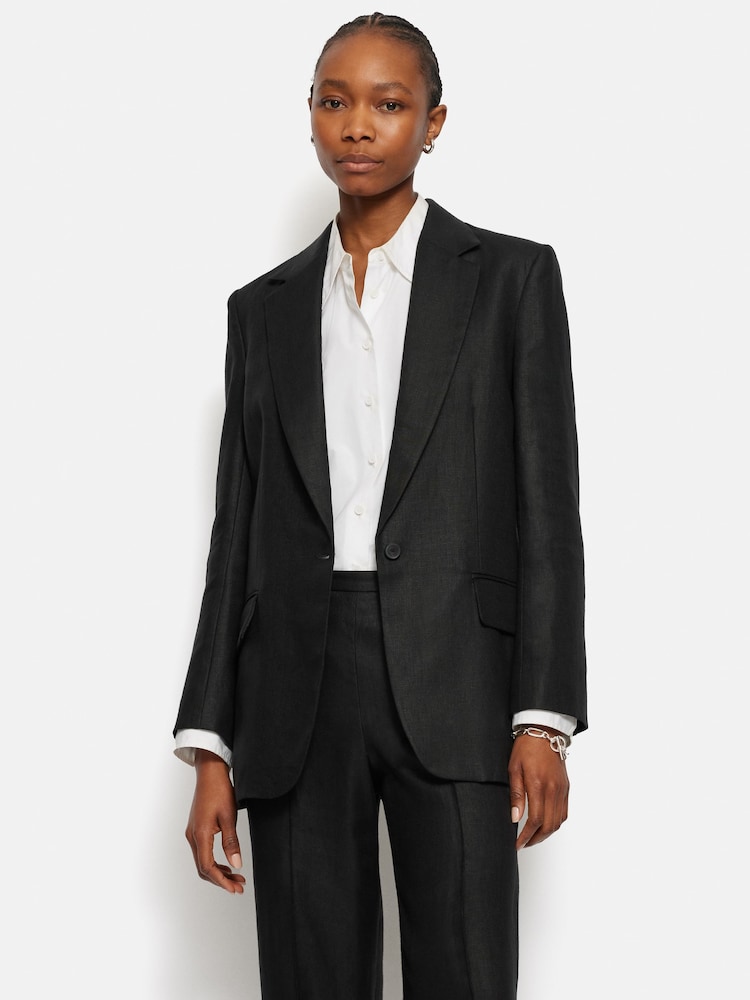 Jigsaw Black Gibson Irish Linen Jacket - Image 1 of 7 Jigsaw Black Gibson Irish Linen Jacket - Image 1 of 7