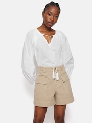 Jigsaw White Gauze Gathered 100% Cotton Top - Image 1 of 6