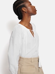 Jigsaw White Gauze Gathered 100% Cotton Top - Image 2 of 6