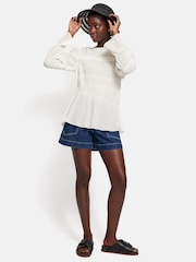 Jigsaw White Gauze Gathered 100% Cotton Top - Image 6 of 6