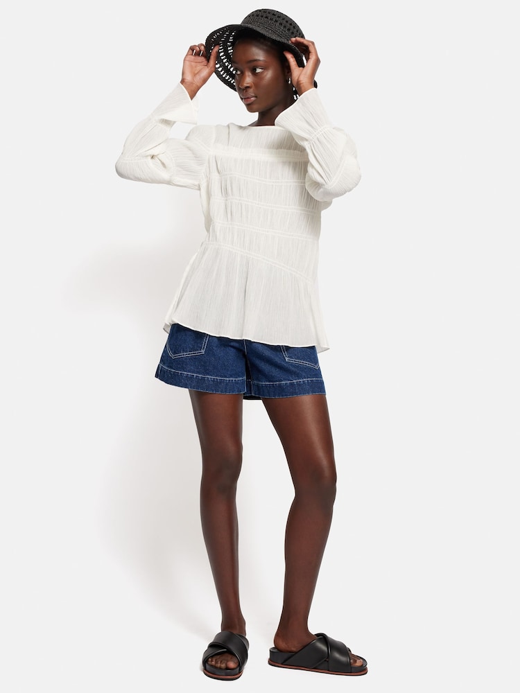 Jigsaw White Gauze Gathered 100% Cotton Top - Image 6 of 6 Jigsaw White Gauze Gathered 100% Cotton Top - Image 6 of 6