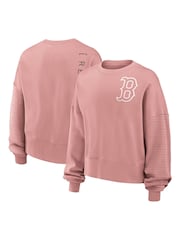 Fanatics Womens Boston Red Sox Statement Crewneck Pink Jumper - Image 1 of 3
