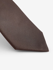 Chocolate Brown Silk Tie And Pocket Square Set - Image 3 of 6