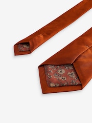 Orange Silk Tie And Pocket Square Set - Image 3 of 5