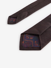 Brown/Navy Blue Navajo Style Silk Tie And Pocket Square Set - Image 3 of 5
