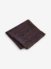 Brown/Navy Blue Navajo Style Silk Tie And Pocket Square Set - Image 4 of 5