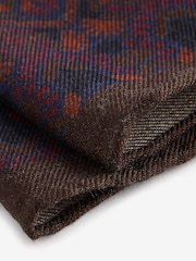 Brown/Navy Blue Navajo Style Silk Tie And Pocket Square Set - Image 5 of 5