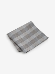 Light Grey/Light Blue Check Slim Tie And Pocket Square Set - Image 2 of 5
