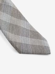 Light Grey/Light Blue Check Slim Tie And Pocket Square Set - Image 3 of 5