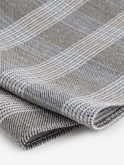 Light Grey/Light Blue Check Slim Tie And Pocket Square Set - Image 5 of 5