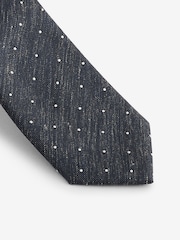 Navy Blue Polka Dot/Paisley Silk Tie And Pocket Square Set - Image 2 of 5