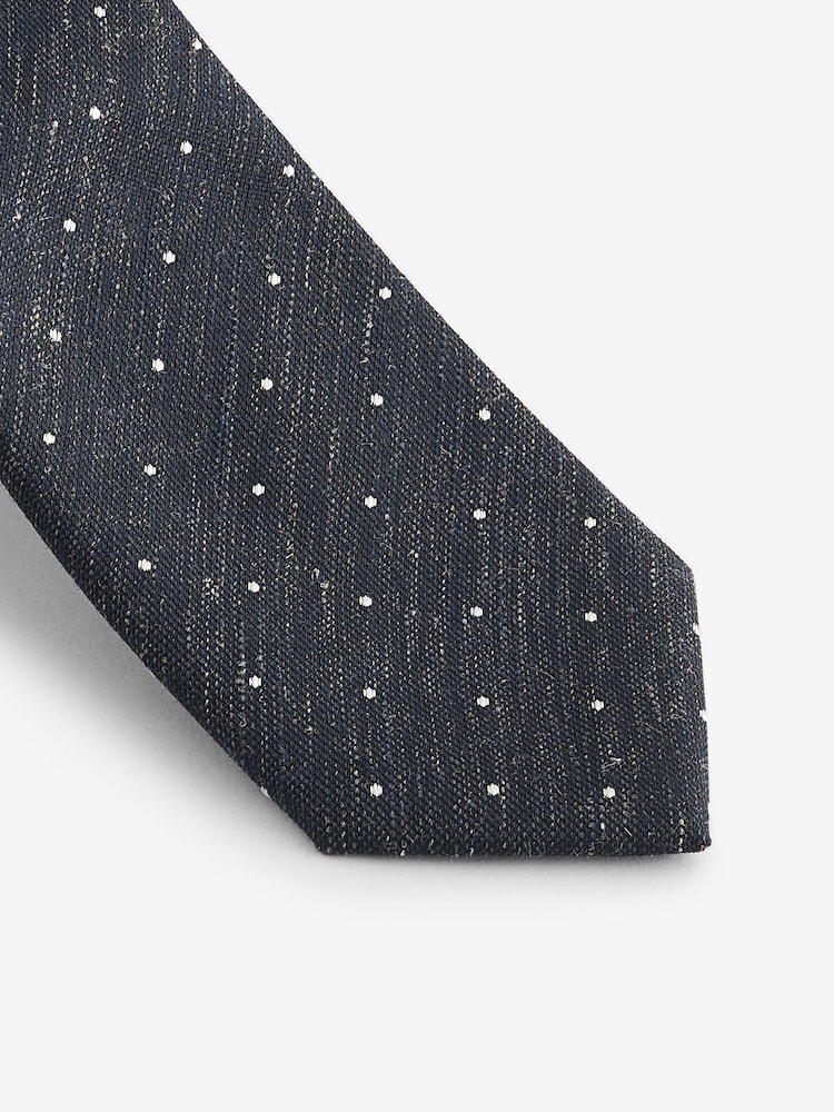 Navy Blue Polka Dot/Paisley Silk Tie And Pocket Square Set - Image 2 of 5