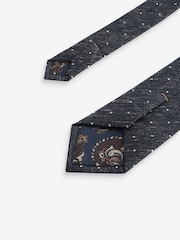 Navy Blue Polka Dot/Paisley Silk Tie And Pocket Square Set - Image 3 of 5
