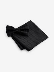Black Polka Dot Bow Tie And Pocket Square Set - Image 2 of 3