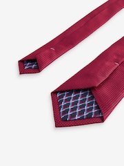 Red Slim Tie And Pocket Square Set - Image 3 of 5